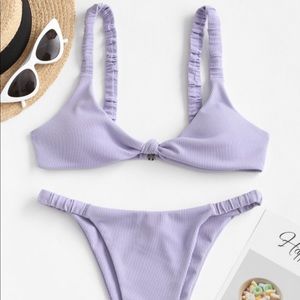 Zaful lavender elastic ribbed Bikini
